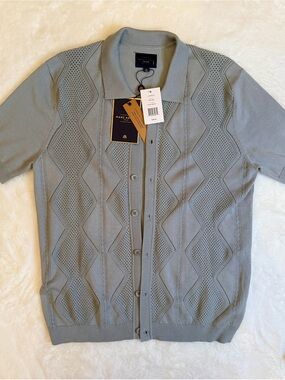 Marc Asher NWT Green Balsam Openwork Knit Cardigan Large